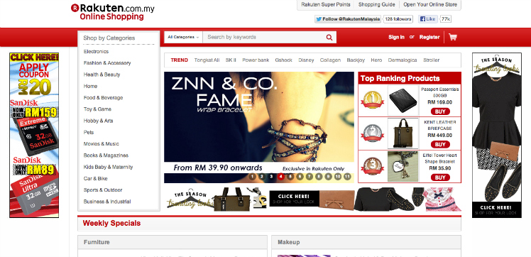 Rakuten Malaysia website