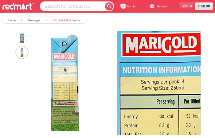 Redmart UX screenshot