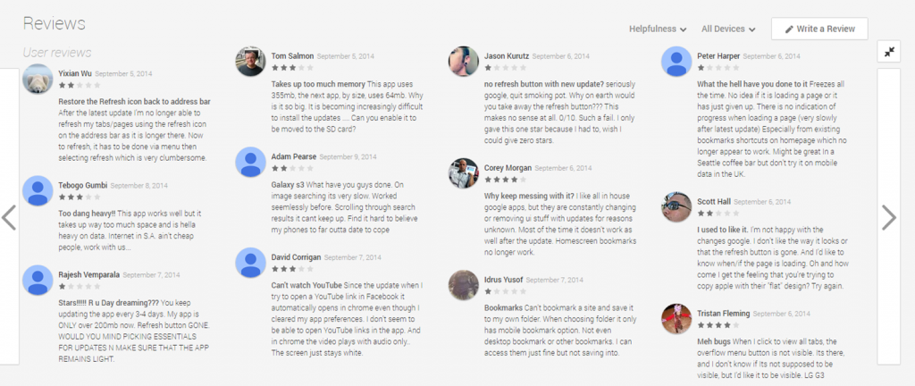 Google Play Store Review for Chrome 
