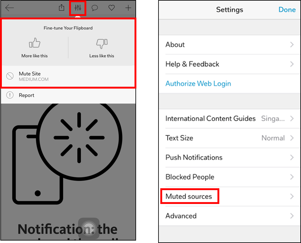 Flipboard Mute Sources