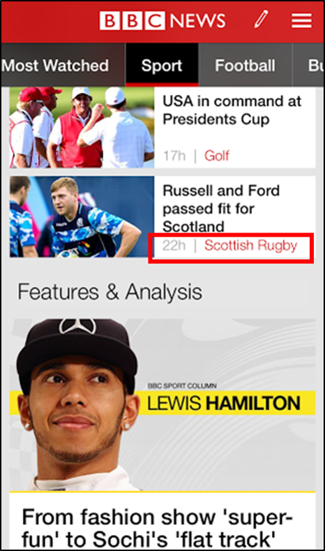 BBC News App - Scrolling