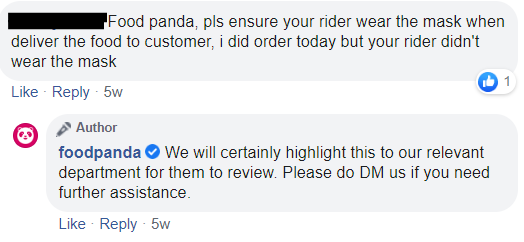 Foodpanda - Mask Complaint