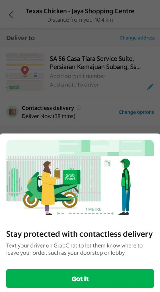 Grabfood's User Experience of Contactless Delivery