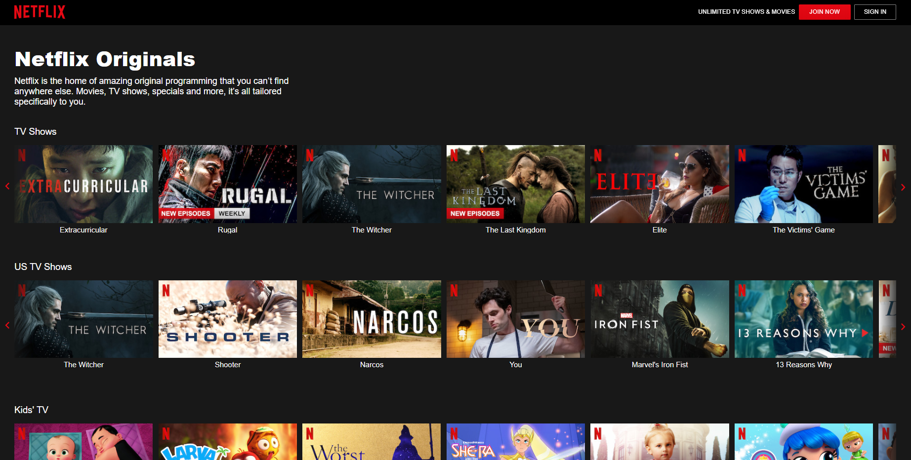 Netflix - dark mode