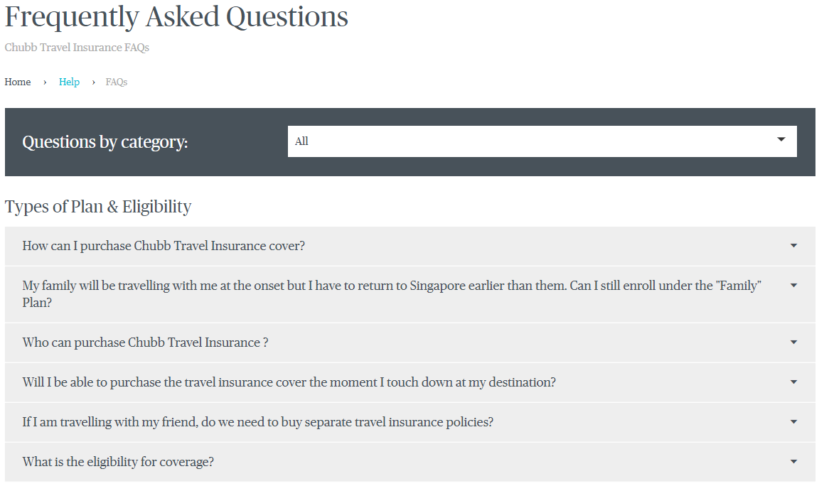 CHUBB FAQ - Digital Travel Insurance