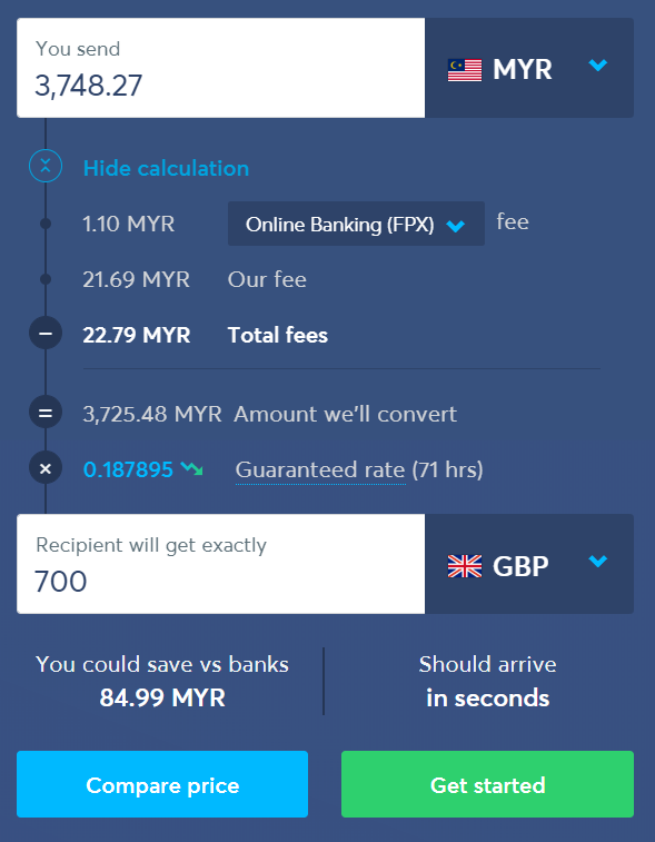 Transferwise - Money Transfer Calculation