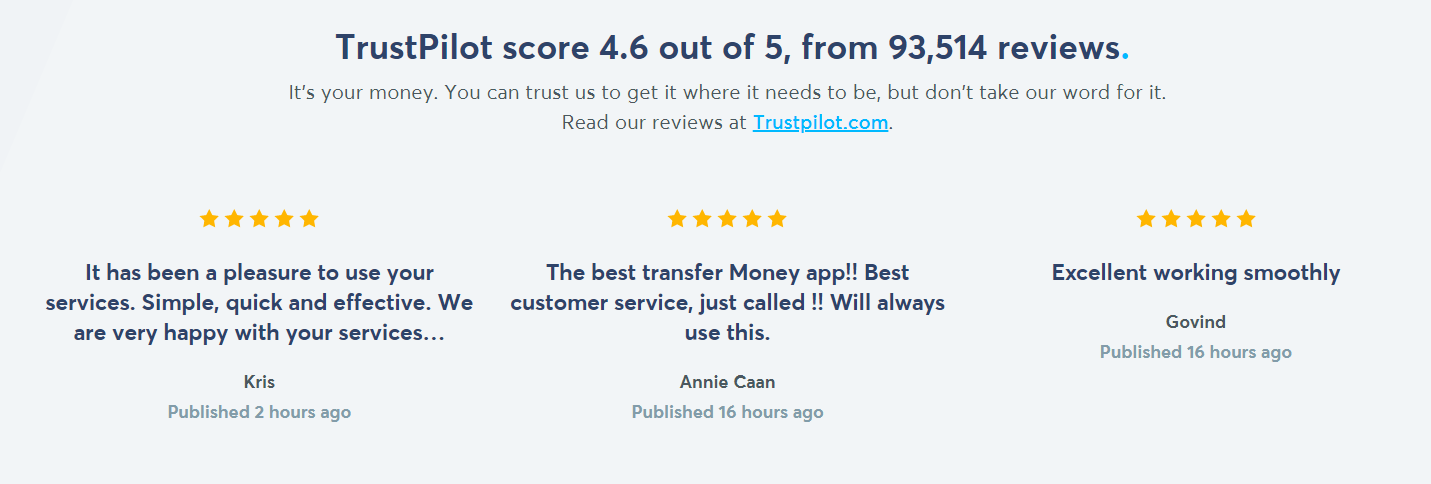 Fintech - Transferwise TrustPilot