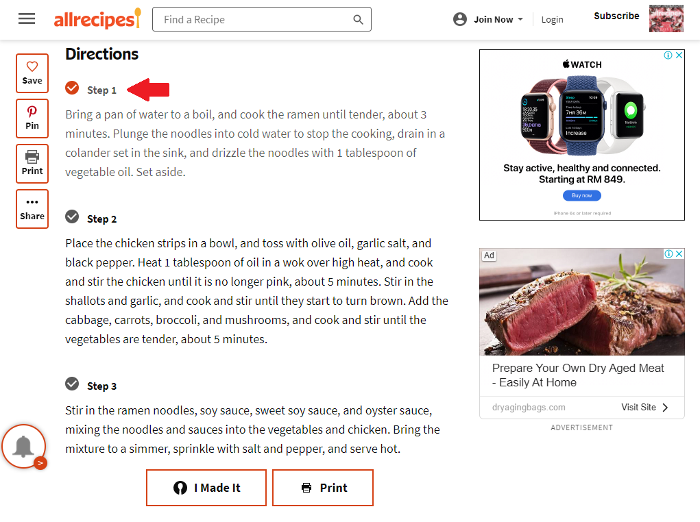 Optimized omnichannel user experience - Allrecipes Tablet