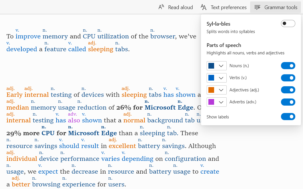 Grammar Tools - Parts of Speech