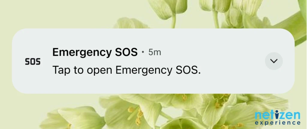 Mockup showing an always on emergency sos notification