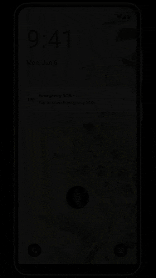 Animated gif of a phone tapping at the notification and bringing them to the emergency sos page