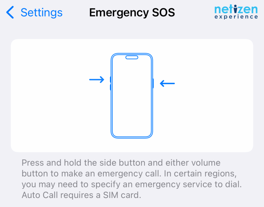 iPhone tutorial showing an additional way to trigger emergency sos by long pressing the power and either volume button