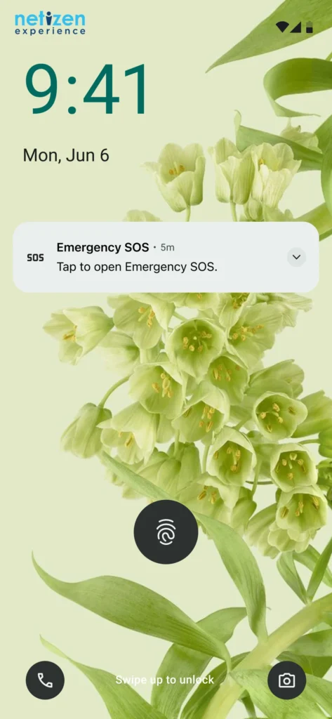 Mockup showing an always on emergency sos notification